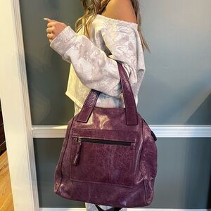 Gianni Conti Purple Leather Crossbody Bag